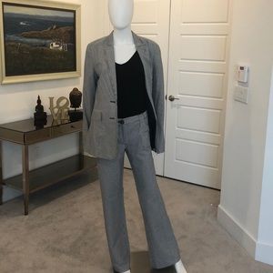 Theory Burch Blue and White Striped Suit Jacket